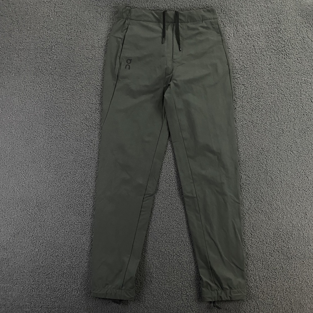 On Active Pants Mens Small‎ Green Woven Joggers Zip Ankle Running Athletic